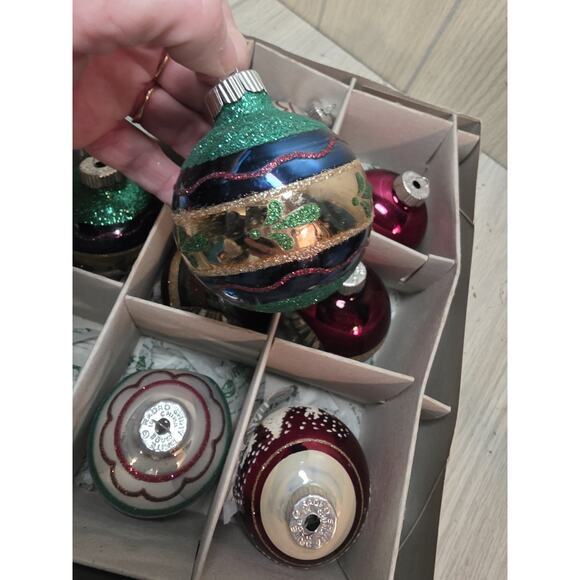 Christopher Radko Shiny Brite 8 Christmas Ornaments Mixed Frosted Reflector Read - Picture 9 of 13